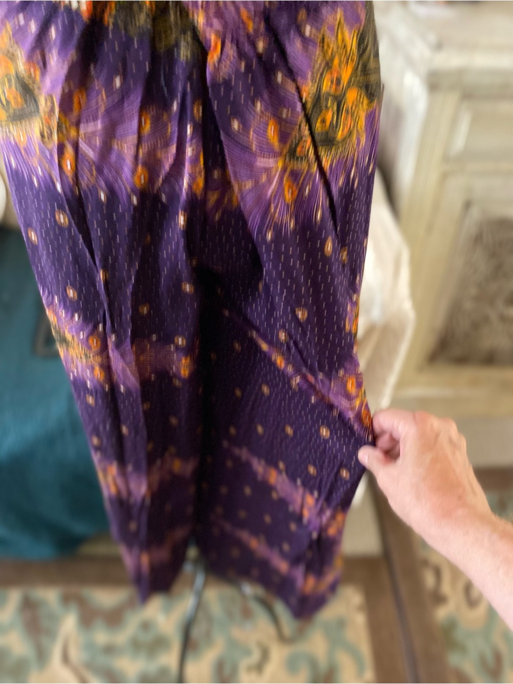 Tansy Bohemian Wide Leg Pants in Purple and Orange - Picture 11 of 13